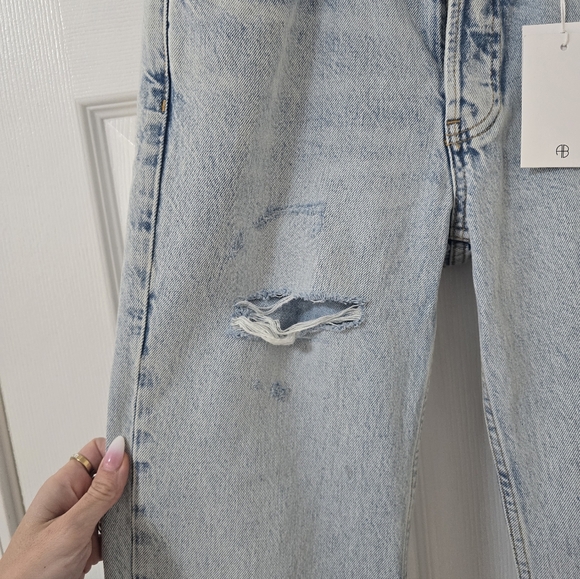 Anine Bing Kate High Rise Slim Straight Jeans In Distructed Bleached New Size 27 - Picture 5 of 13